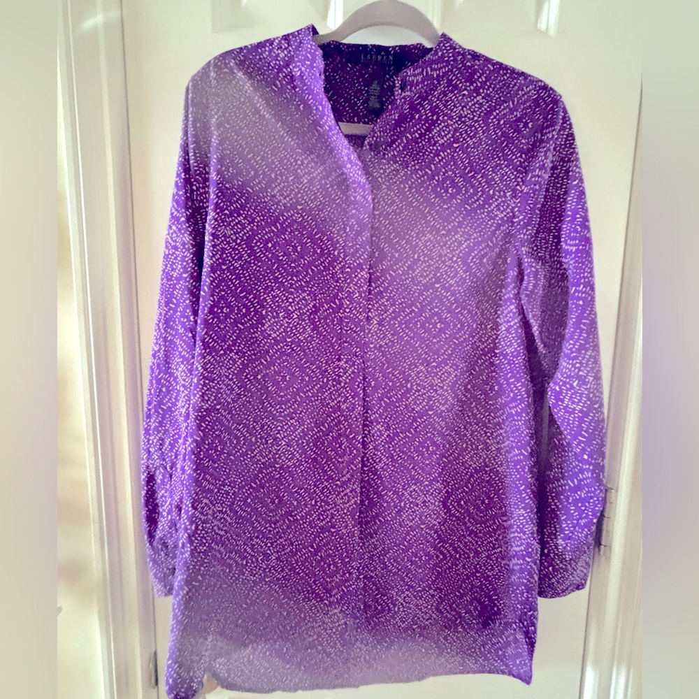 Lauren Ralph Lauren Purple Geometric Blouse